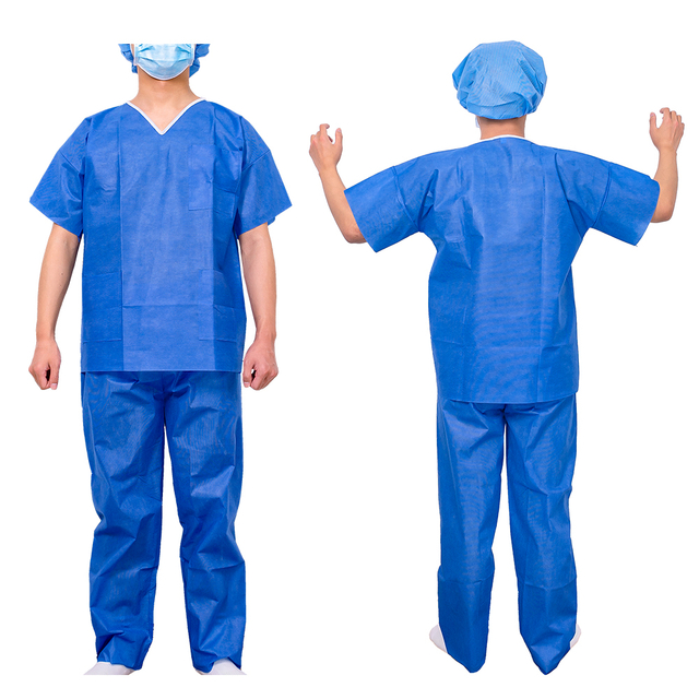 SMS Hospital Scrubs Suit Set Clothing Disposable Uniform Scrub Suit with Short Sleeve