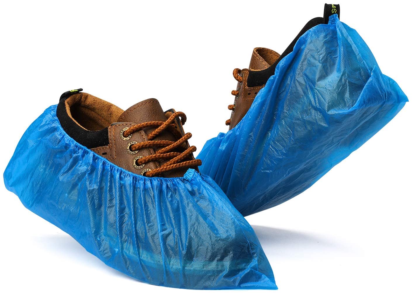 Factory price disposable waterproof plastic blue PE shoe cover 