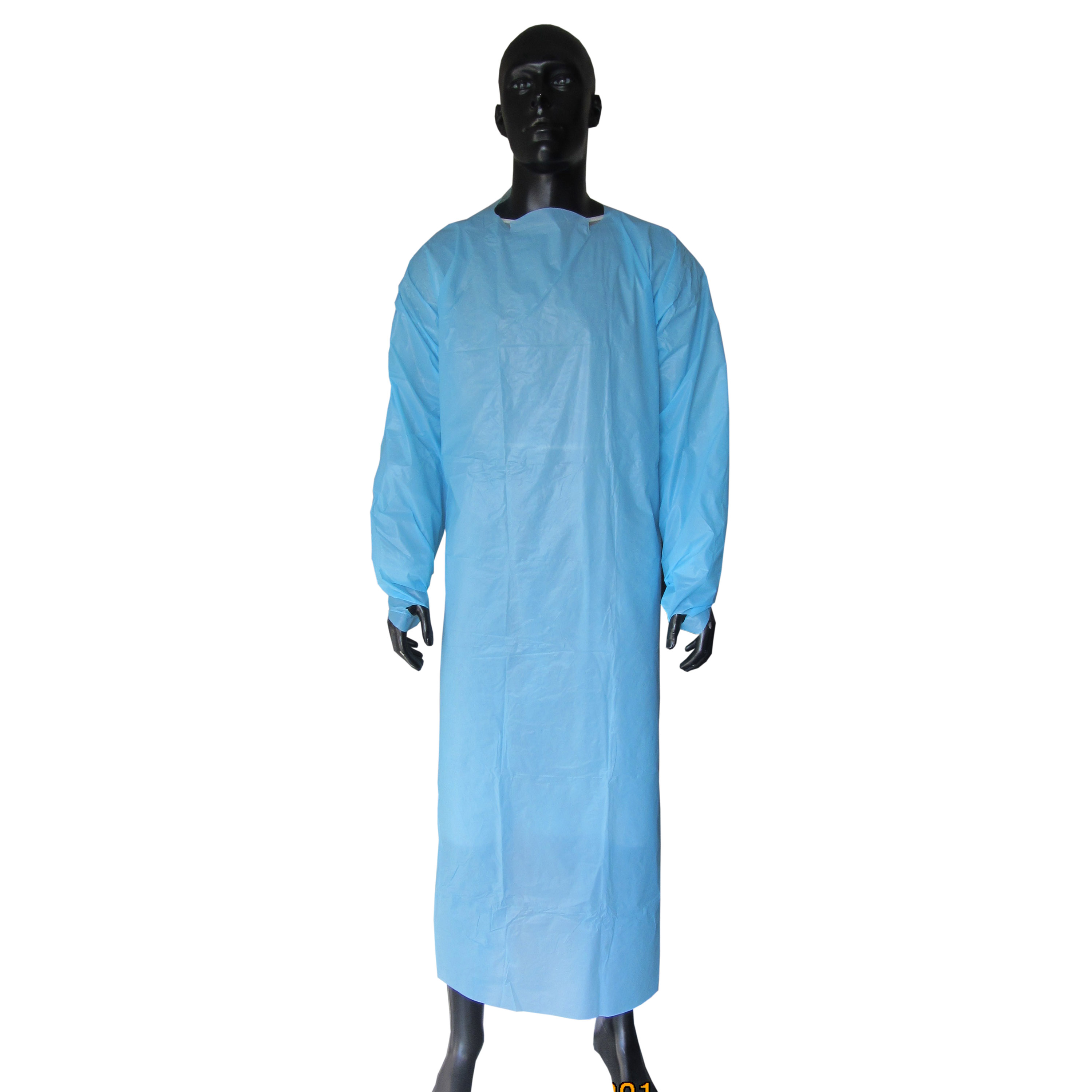 Factory supplier competitive price disposable CPE isolation gown with thumb hole 