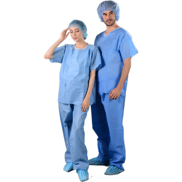 Disposable SBPP Scrub Suit with V-collar, patient scrub suits