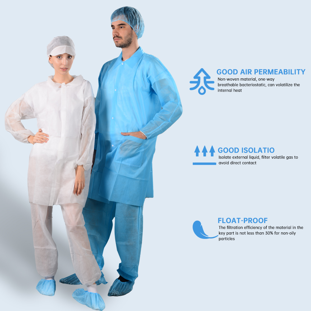 Disposable lab coat with front ziper 