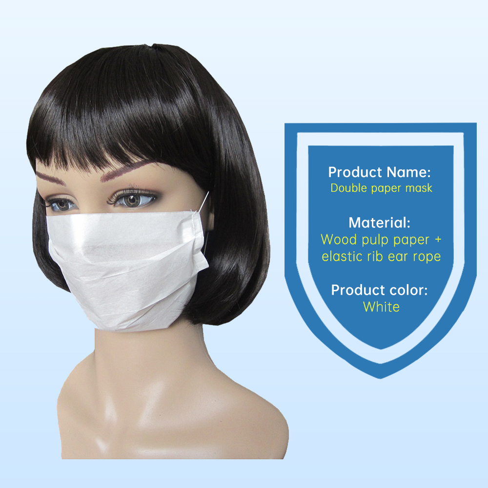 Disposable earloop 2ply paper face mask for food processing 