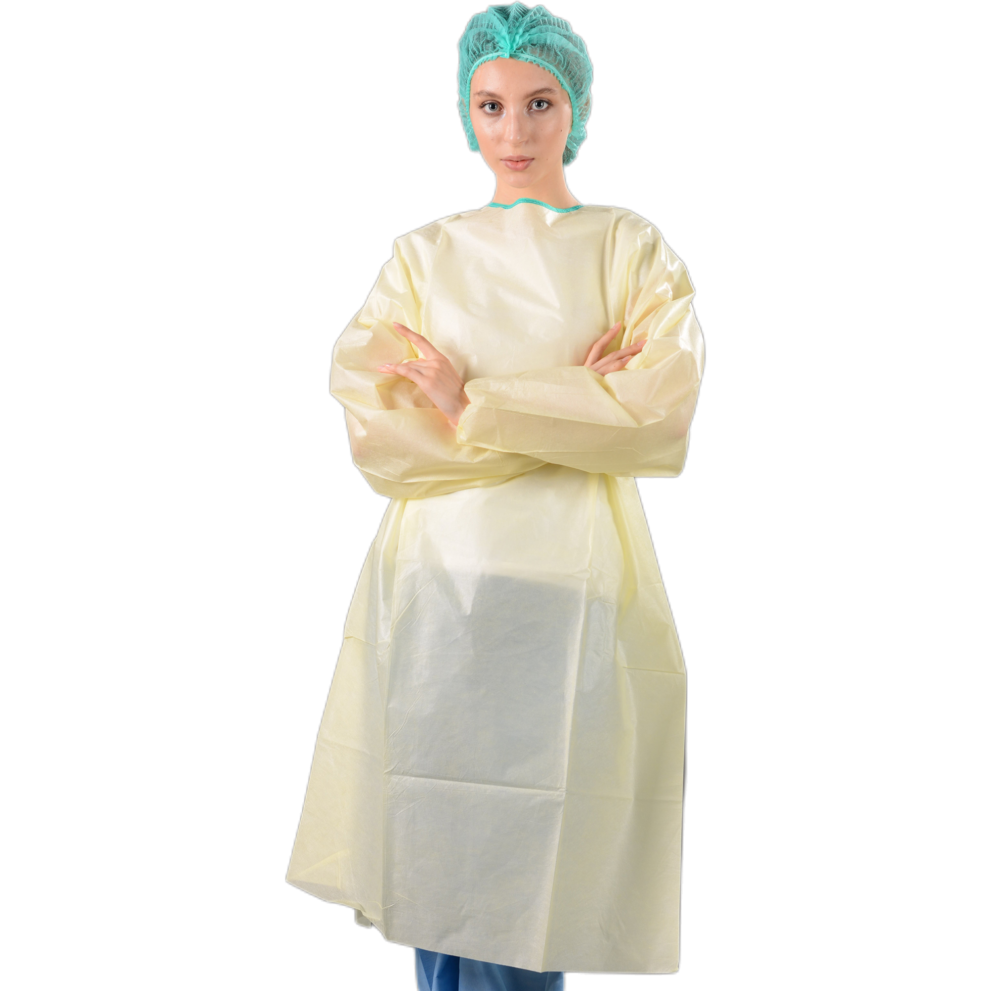 Nonwoven SBPP lightweight yellow isolation gowns 