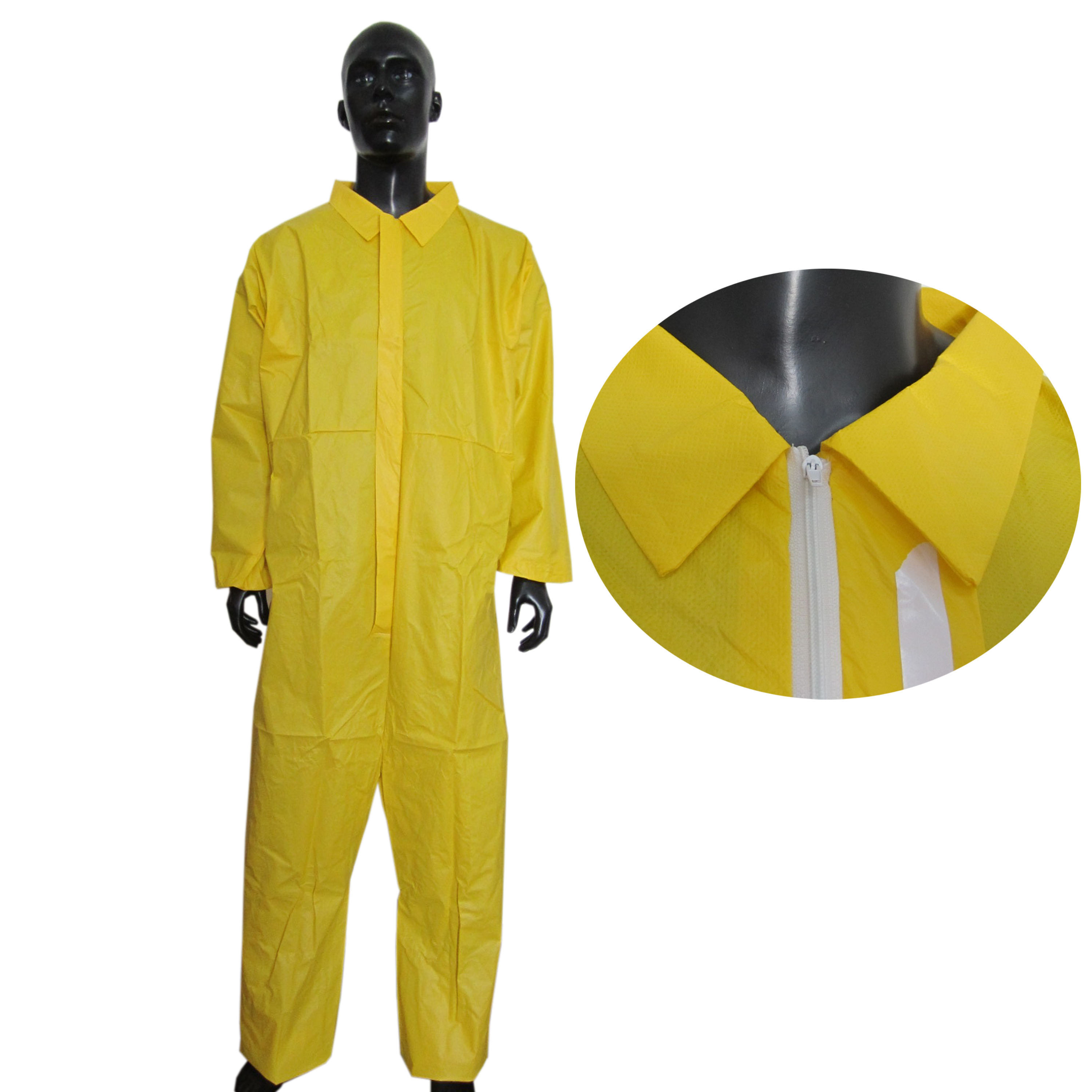Waterproof high quality disposable microporous film yellow coveralls 